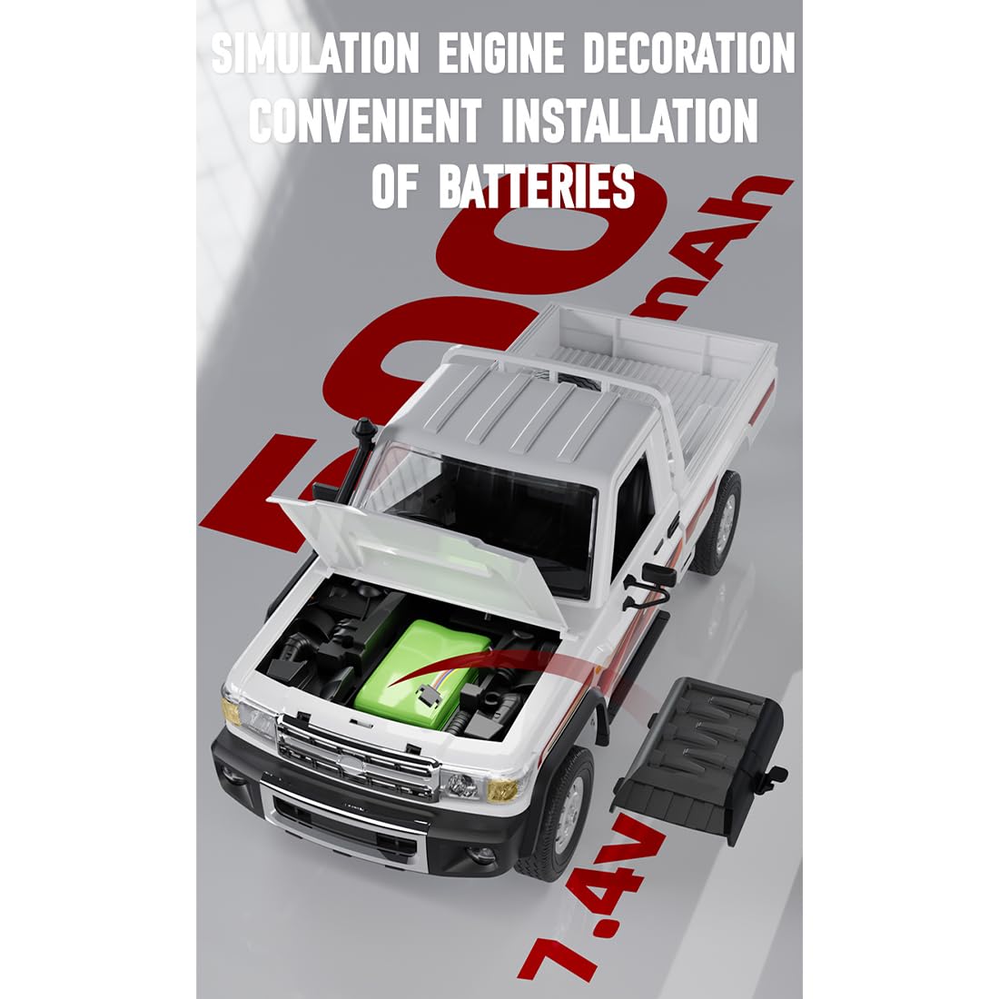 Pickup RC, skala 1/14, 2,4 g, w pełni proporcjonalna furgonetka RC z niezależnym zawieszeniem i regulowanymi ustawieniami przekładni, prezent dla dorosłych (wersja RTR/beżowa)