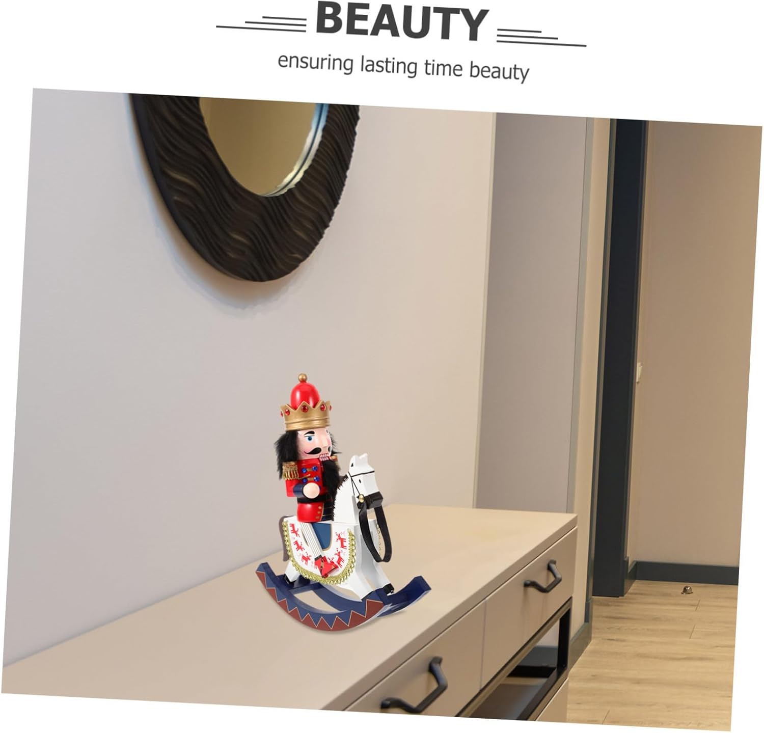 Wooden Christmas Nutcracker Decoration Craft Festive Nutcracker Soldier Figurine with Stable Structure for Holiday Tabletop Shelves Home Display Wood Material Creative Traditional