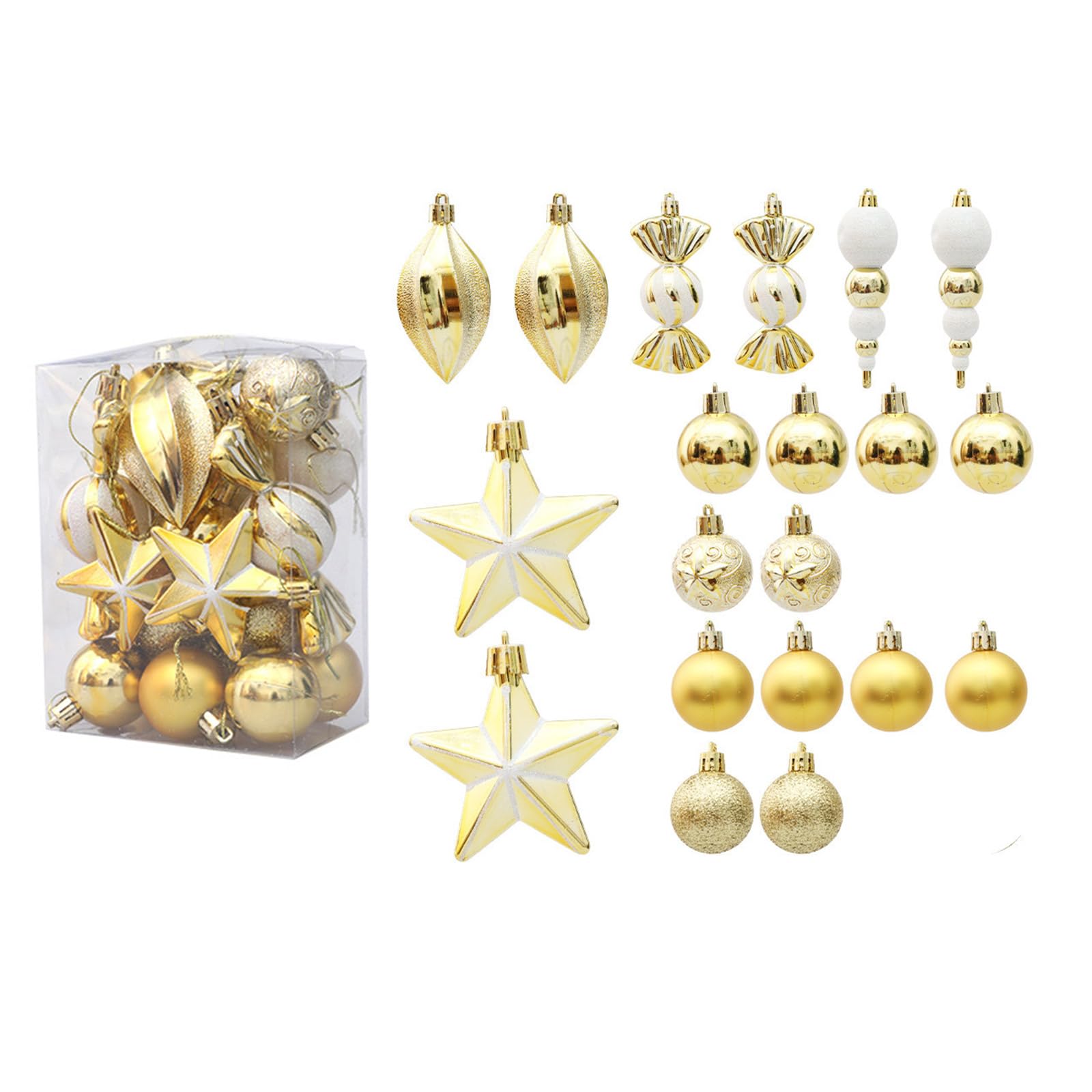 Kalttoy D 20 / 29Pcs Balls Star Pendants Christmas Tree Ornaments Ecorations For Holiday Ective Ecor 2024 New Year Gift Snowflake Ecorations Festive Ecor Unique Charm