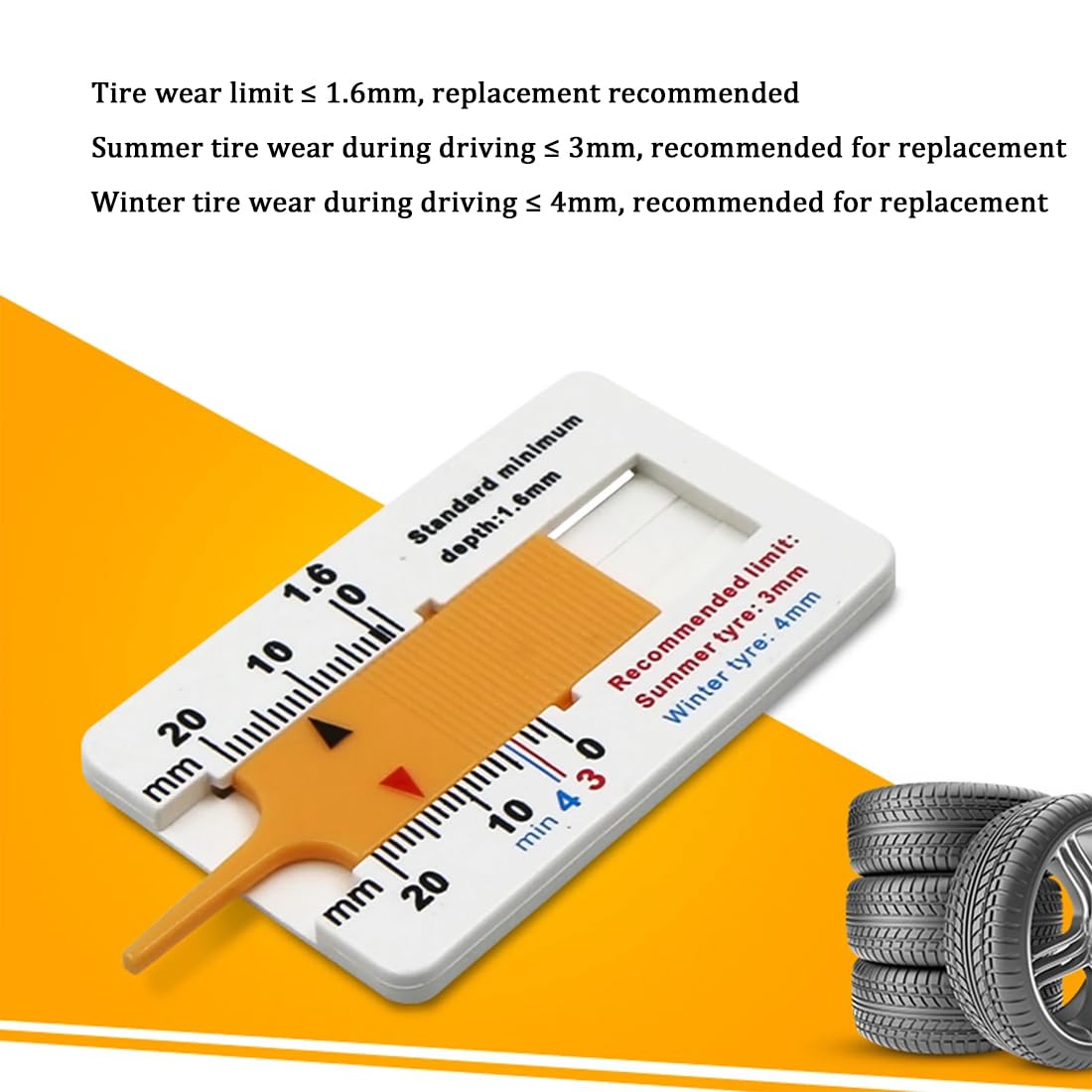2 PCS Spessimetro per Pneumatici Misuratori Spessore Battistrada profondità del Battistrada 0-20mm Tyre Tread Depth Gauge