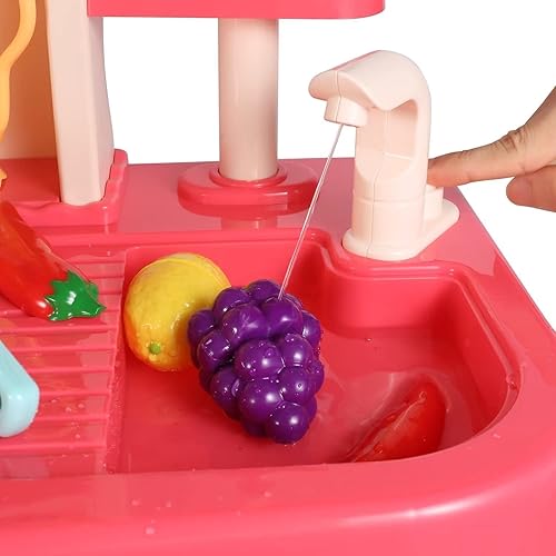 Miniatura 4 de Juego de cocina, juguetes de cocina para niños con luces y sonidos realistas, funciones de tanque de vapor y agua, accesorios de comida para niños y