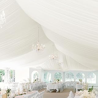1 Panel Ivory Ceiling Drapes for Wedding Ceiling Drapes 5ftx30ft Wedding Arch Draping Fabric Premium Polyester Ceiling Drapery Draping Decorations for Party Ceremony Stage Swag