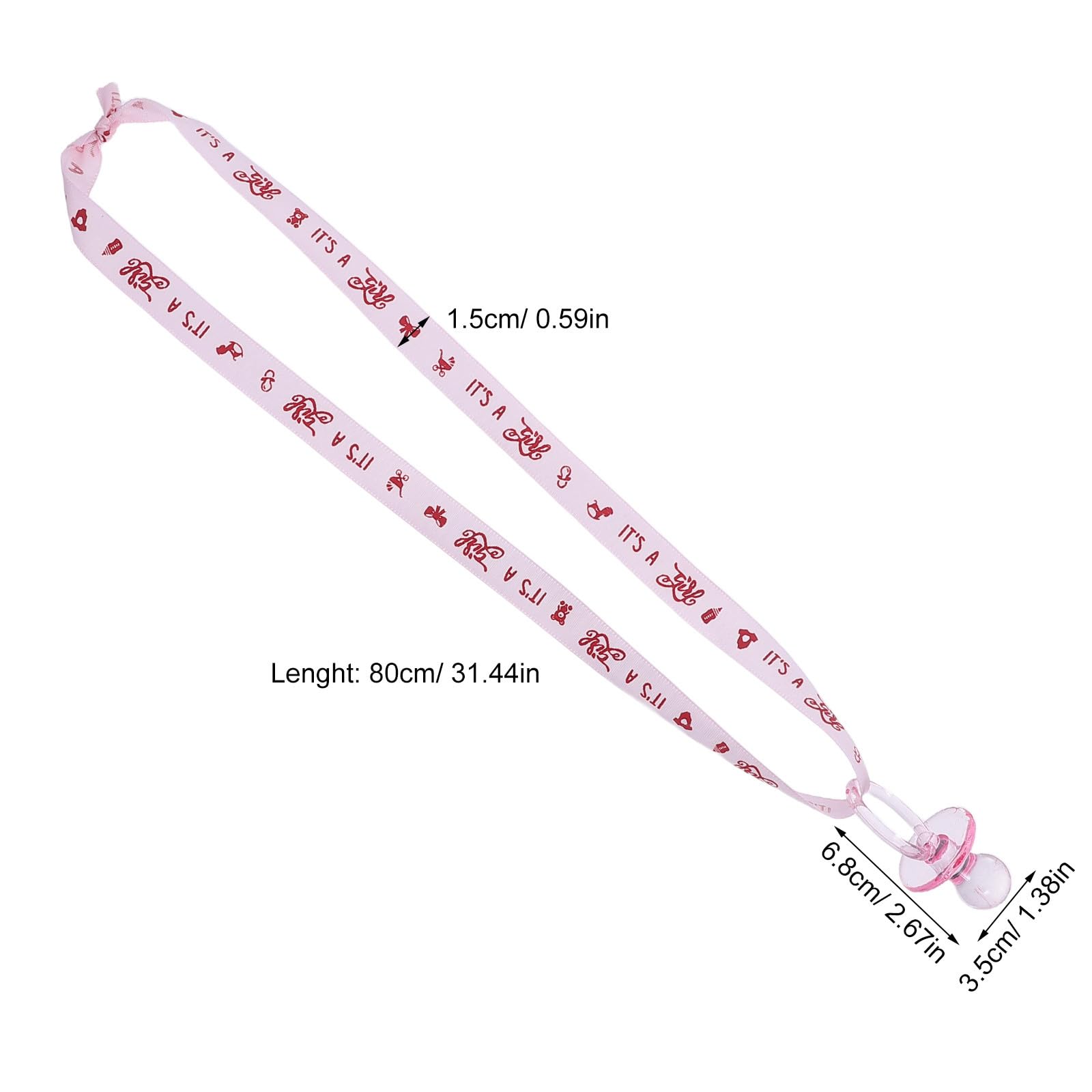 Artibetter Collana con ciuccio per baby shower da 36 pezzi - Ciucci in acrilico, bomboniere per feste con nastro per decorazioni di giochi per baby shower, regali da tavolo, rosa, blu