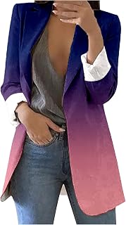MKIUHNJ Coat Neoprene Women's Printed Coat Cardigan Formal Suit Long Sleeve Business Office Jacket Slim Elegant Coat Blouse Coat Rust Red Women