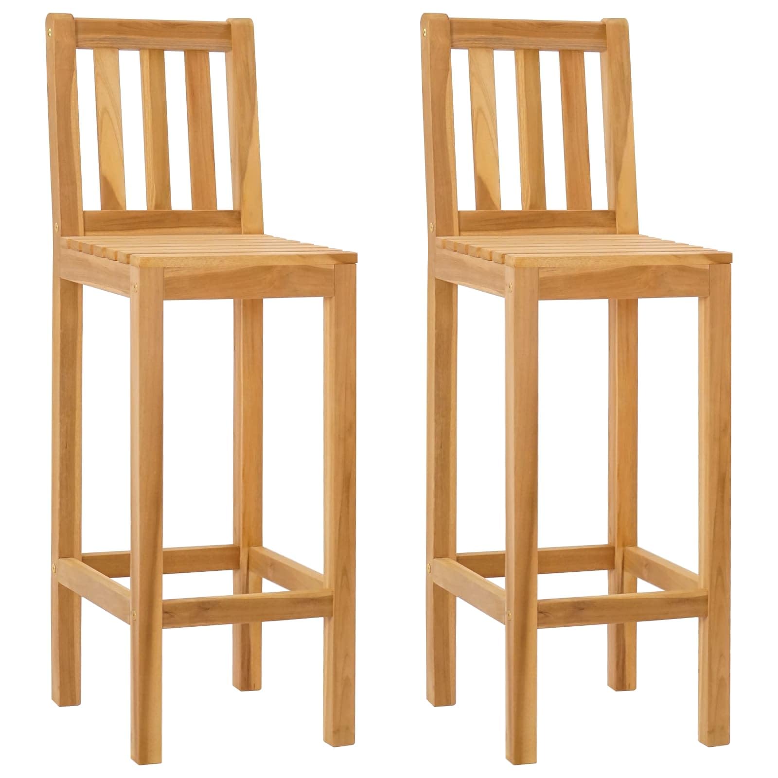 Stołek barowy 2 pcs brązowy Lite drewno teakowe Odporny na warunki atmosferyczne na zewnątrz Ogrodowy Wysoki hokery kuchenne do baru taras Nowoczesny design 110 kg wytrzymały