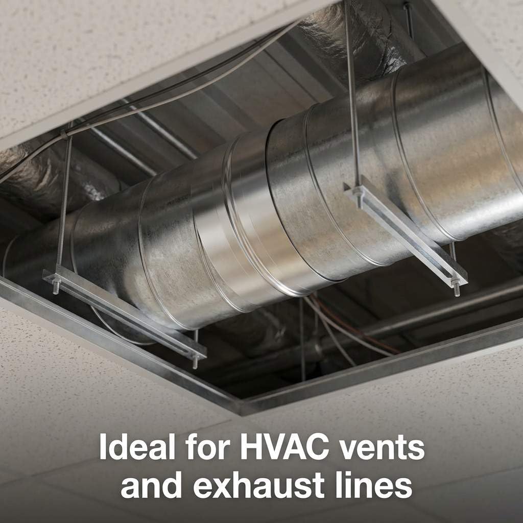 QWORK 8-Inch Metal Duct Coupler – Galvanized Steel Straight Connector for HVAC Vents, Ducts & Exhaust Systems