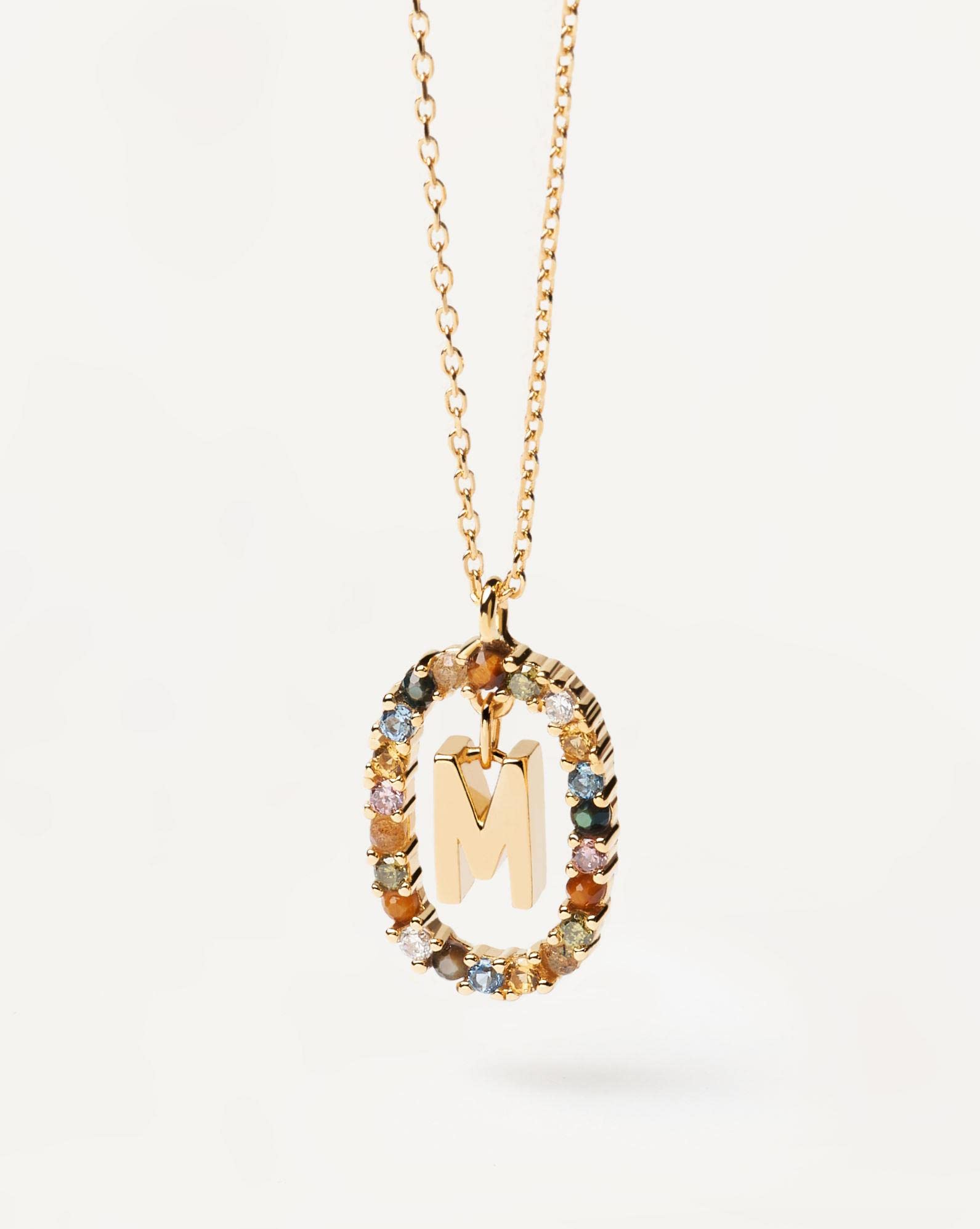 P D PAOLA - Collana Lettera M - Argento Sterling 925 placcato oro 18k - Gioielli da donna, Única, Oro, Nessuna pietra preziosa