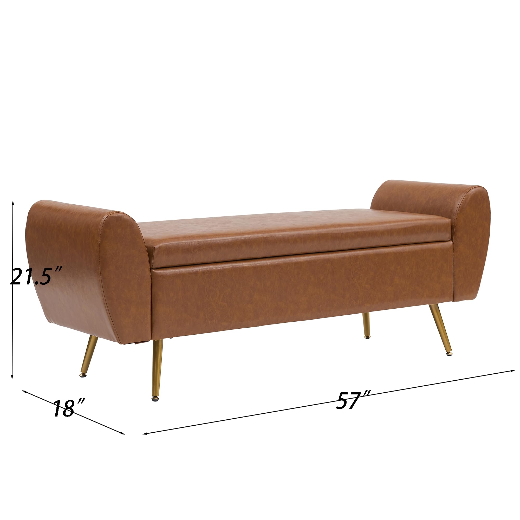 Vegan Leather Storage Bench for Bedroom, 57" Extra Long Bench for King