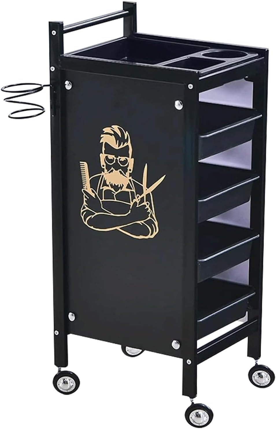 Chariot de rangement de beauté à 4 tiroirs pour matériel de coiffure