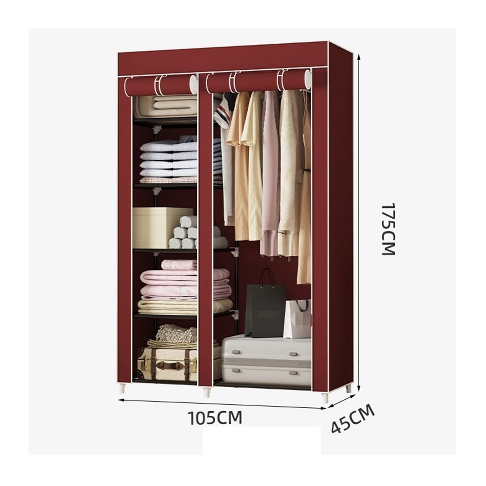 Wardrobe Closet Schrank Kleiderschrank, Tragbarer Kleiderschrank for Schlafzimmer, Kleiderstange Mit Vliesstoffbezug Closet Aufbewahrungsschrank(G)