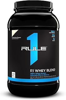 Rule 1 R1 Whey Blend, Vanilla Ice Cream - 1.96 lbs Powder - 24g Whey Concentrates, Isolates & Hydrolysates with Naturally Occurring EAAs & BCAAs - 27 Servings