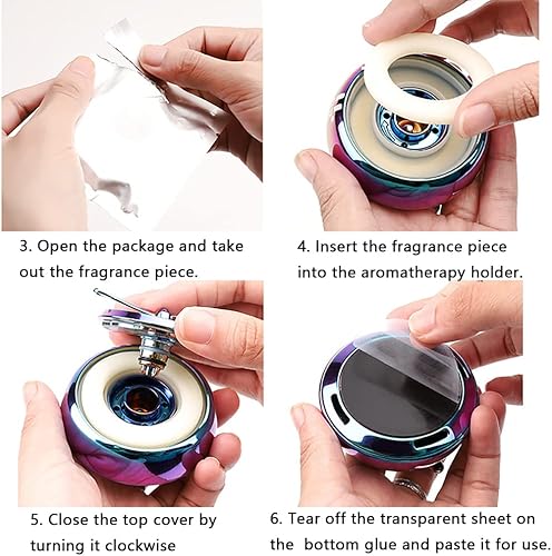 Miniatura 6 de Riloer Ambientador para automóvil, accesorio giratorio de energía solar para decoración de interiores, asiento de perfume para automóvil, luz