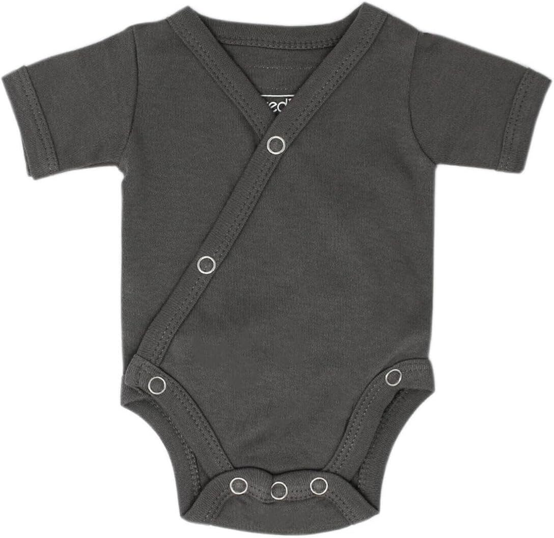 L'ovedbaby Unisex Baby Organic Cotton Short Sleeve Kimono Bodysuit, GOTS Certified, Snap Wrap Onesie for Newborns & Infants