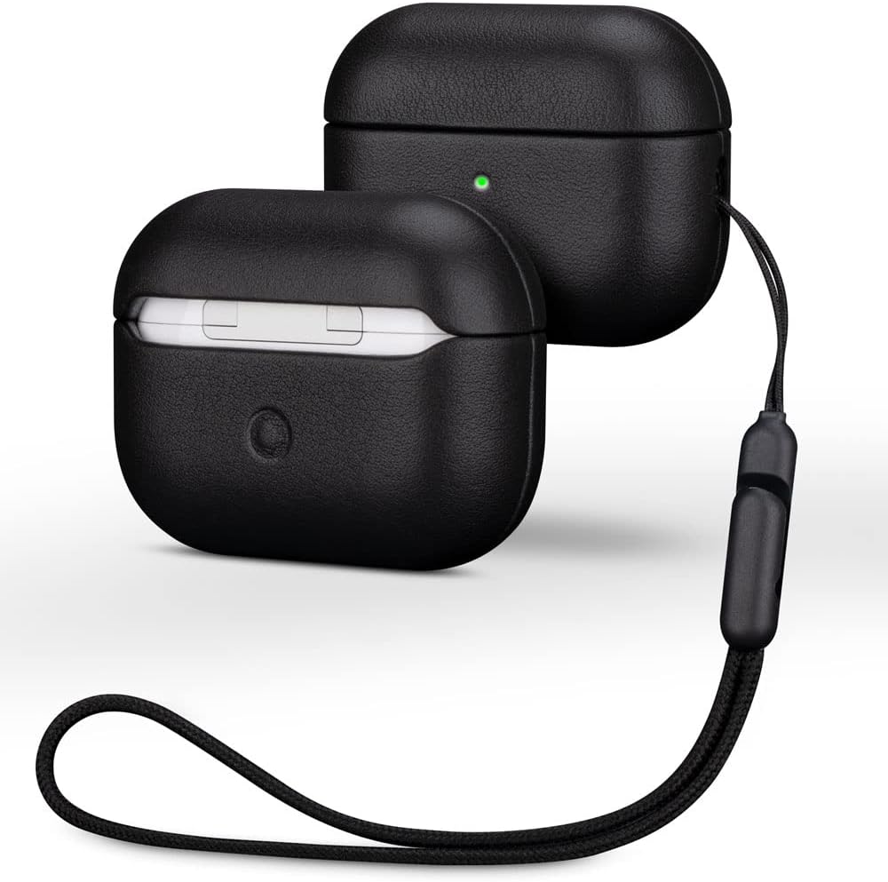 Case Compatible with AirPods Pro (2nd Generation), Lopie Handmade AirPods Pro 2 Leather Case Cover, Protective Hard Case Fully-Wrapped with Top Grain Leather (Not for AirPods Pro 1st Gen) - Black