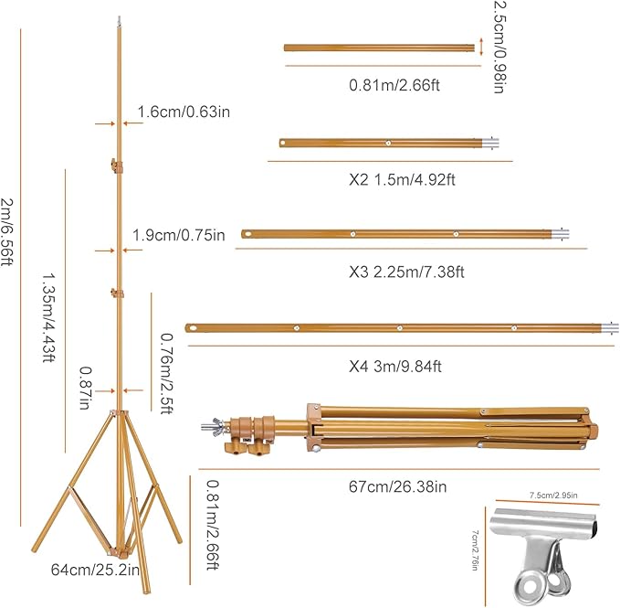 Soporte para Fondo Fotográfico Ajustable 10 pies iMounTEK Oro miniatura 7