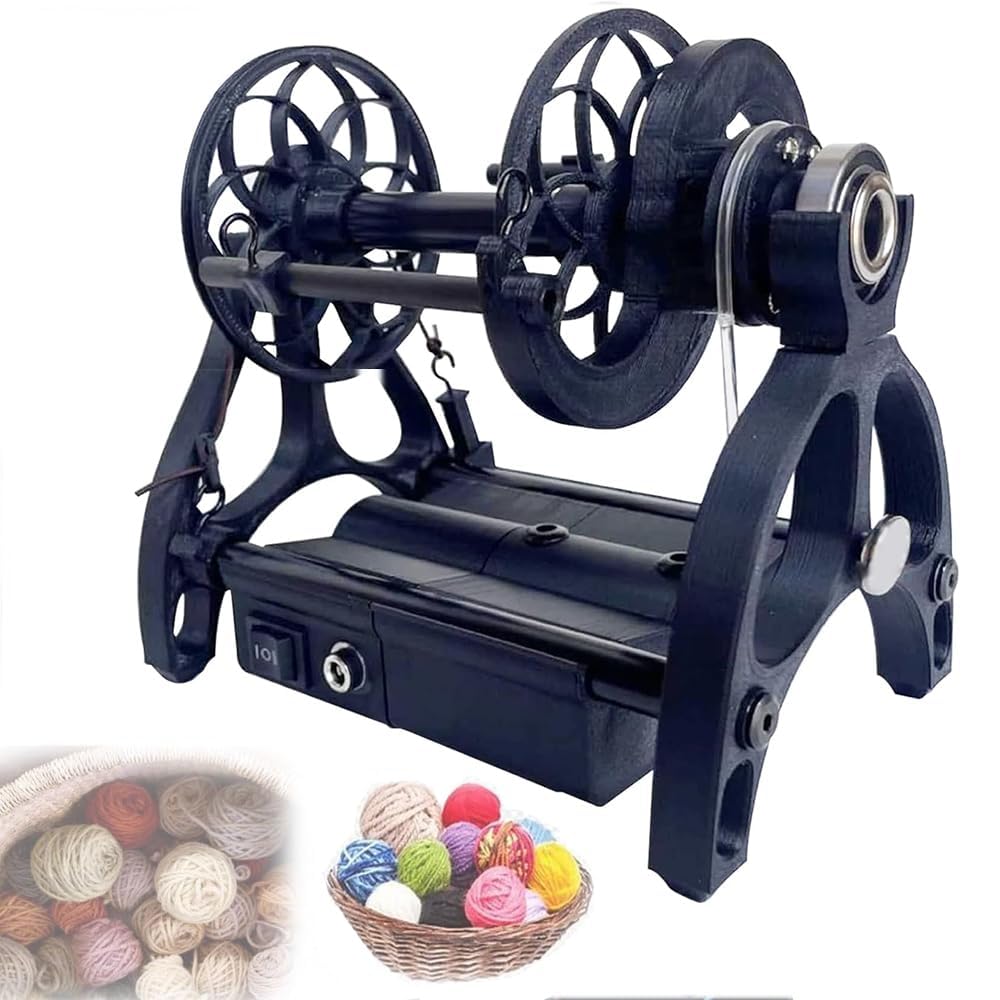 UMJIGF Electric Spinning Wheel, 4 Oz Automatic Yarn Winding Machine with 3 Spools, 800rpm Adjustable Speed Spinning Wheel, Forward and Reverse Switching, for Yarn Weaving,