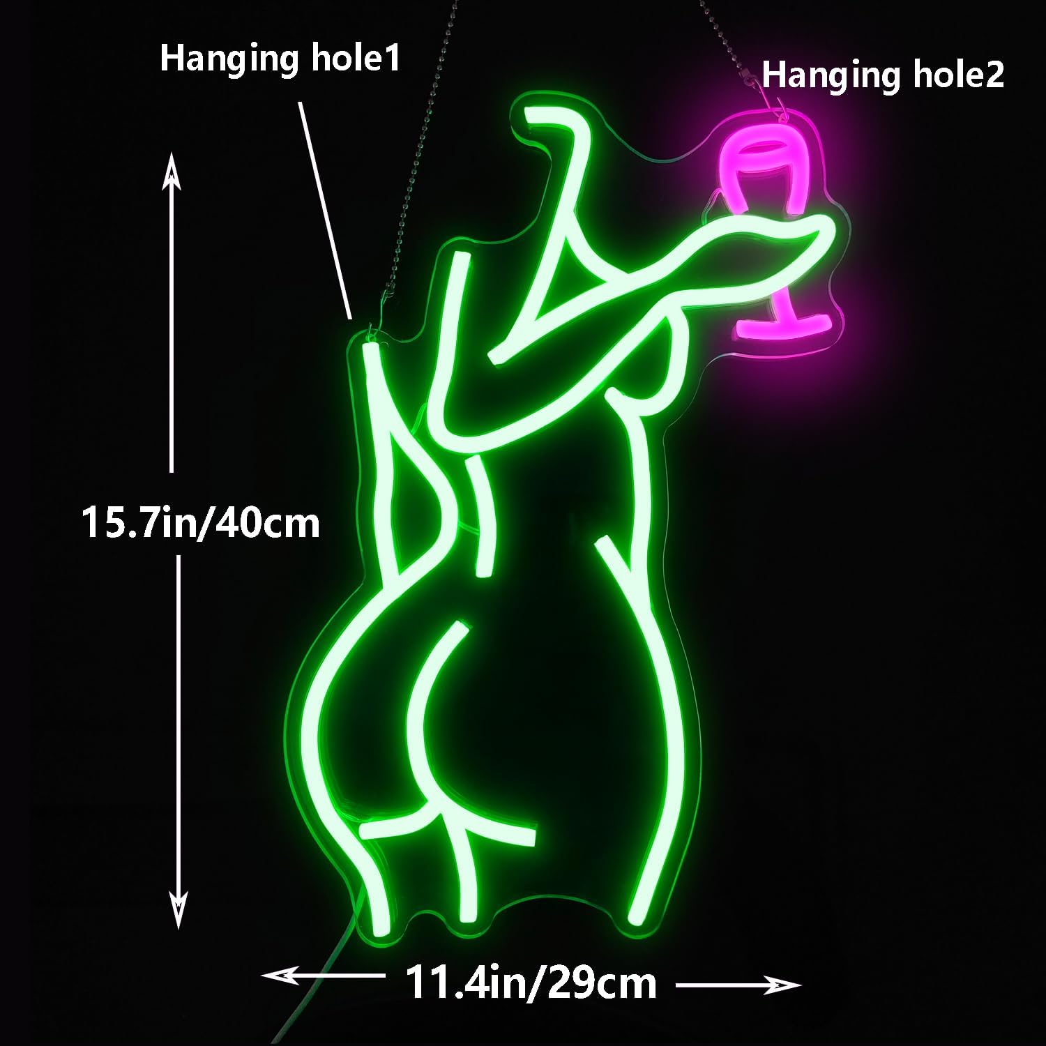Ajoyferris Lady Back Neon Sign Dimmable LED sign Woman Neon Lights Sexy Lady Neon Signs for Bedroom Man Cave Bar Store Home Party Art Decor Gifts(16X11 inches,Green) - Image 5