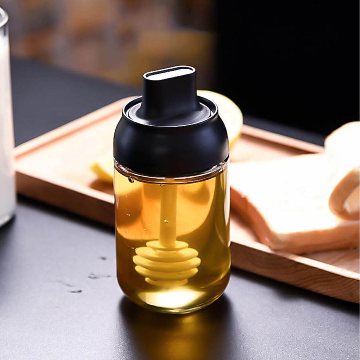 4pcs Glass Seasoning Storage Jars Set with Airtight Lids, Kitchen Condiment Containers for Salt Pepper and Herbs, Glass Spice Jars for Home Cooking and Pantry Organization