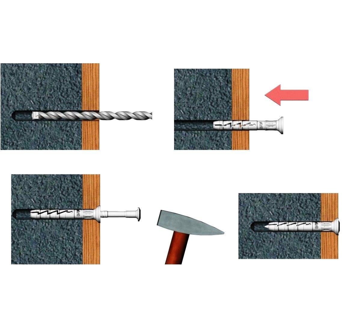 Klimas 100 x Quality Frame Dowels / Nail Plugs 8 x 160 mm with Galvanised Cross Steel Nail Screw from Renowned European Production - Image 2