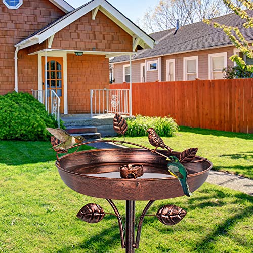 Vewogarden Bird Baths For Outdoors, 12" Bird Baths Bowl With 5 Prongs Base Stake Metal Bird Bath And Feeder Combo Standing Garden Birdbath For Yard Garden Decor #TOP5