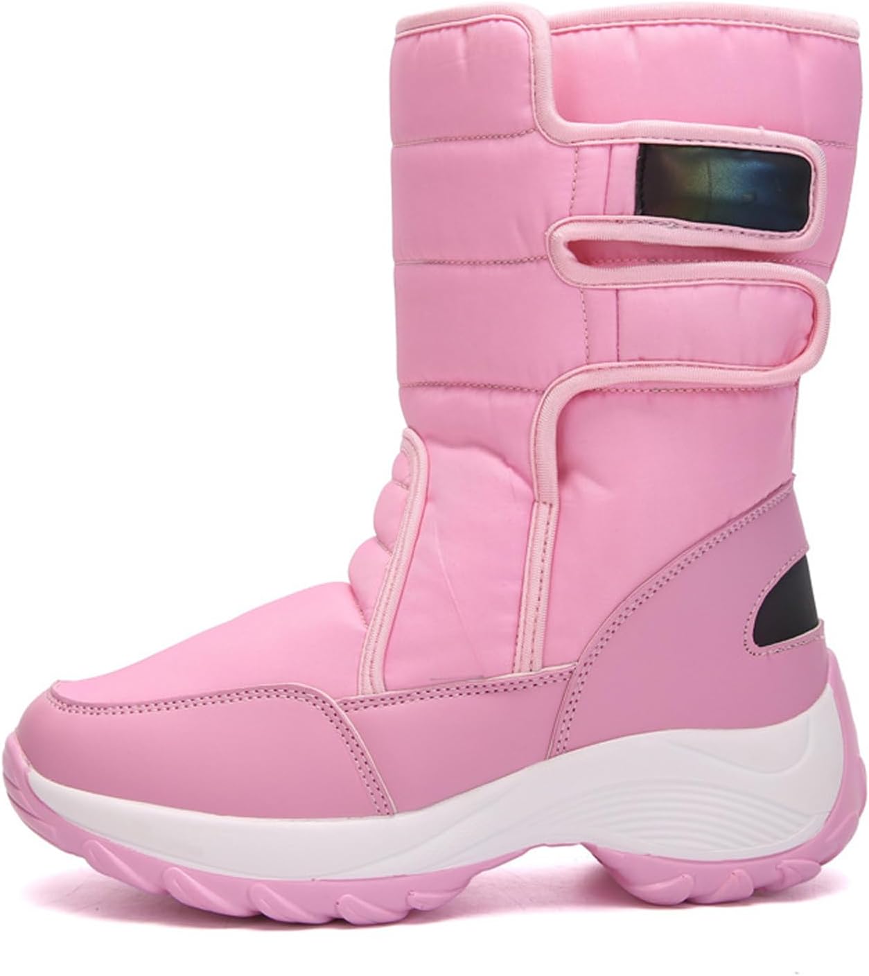 Women'S Waterproof Platform Snow Boots Winter Plus Velvet Round Head Non-Slip Adjustable Hook And Loop Mid-Tube Wide-Tube Snow Boots Casual Outdoor Plus Velvet Ankle Boot