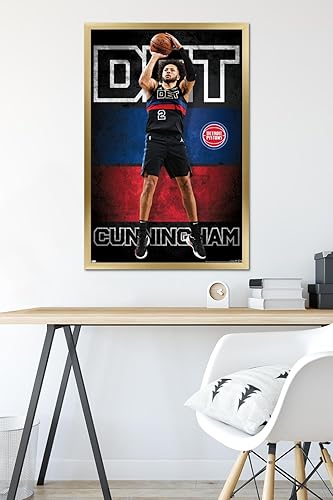 Miniatura 6 de NBA Detroit Pistons - Póster de pared de Cade Cunningham 23, 34 pulgadas de largo x 22.4 pulgadas de ancho, versión con marco dorado