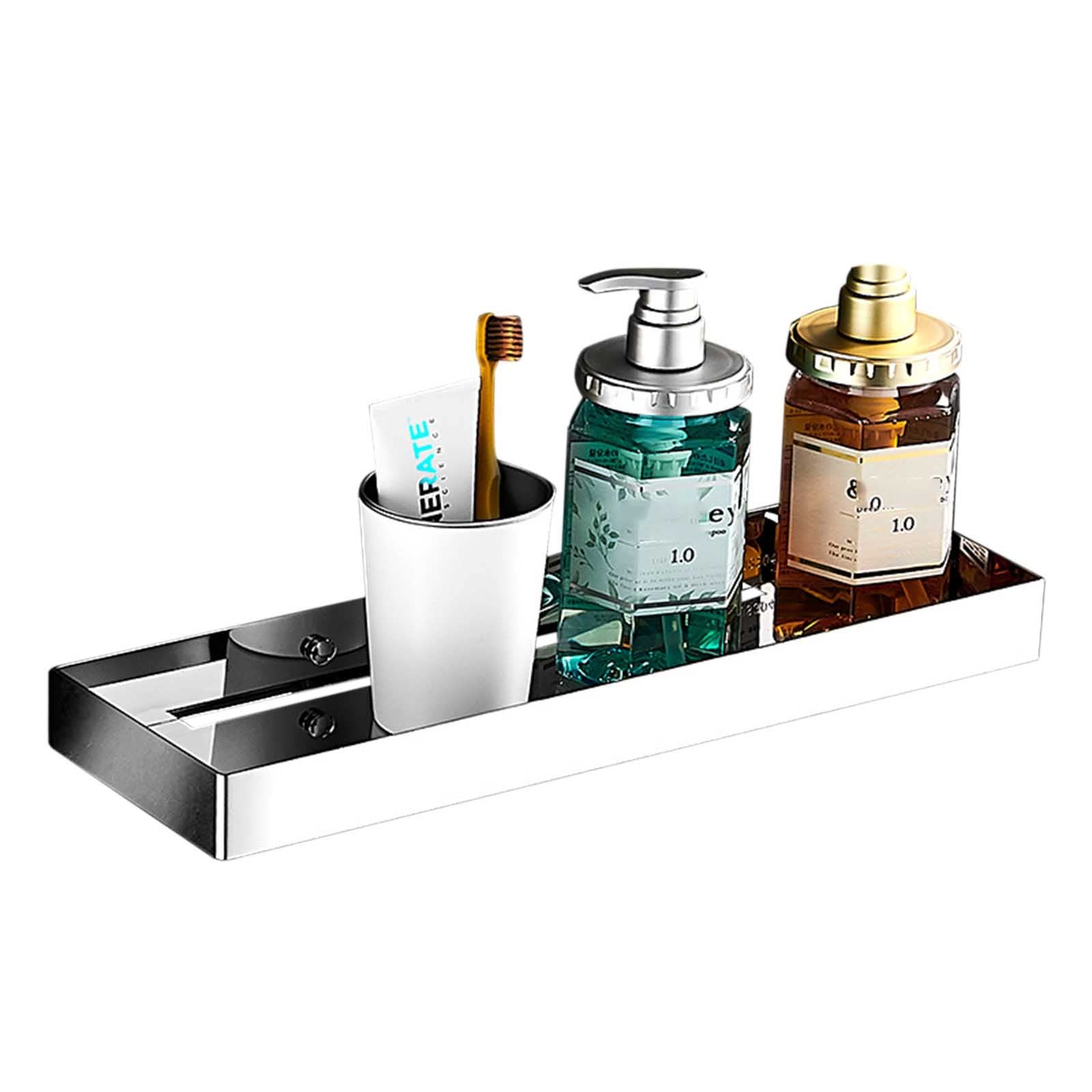 Estantes De Baño Estante De Baño Montado En La Pared Estante De Ducha Sin Perforaciones Adhesivo De Acero Inoxidable Multifunción para Inodoro Balcón, Cromo, A60cm