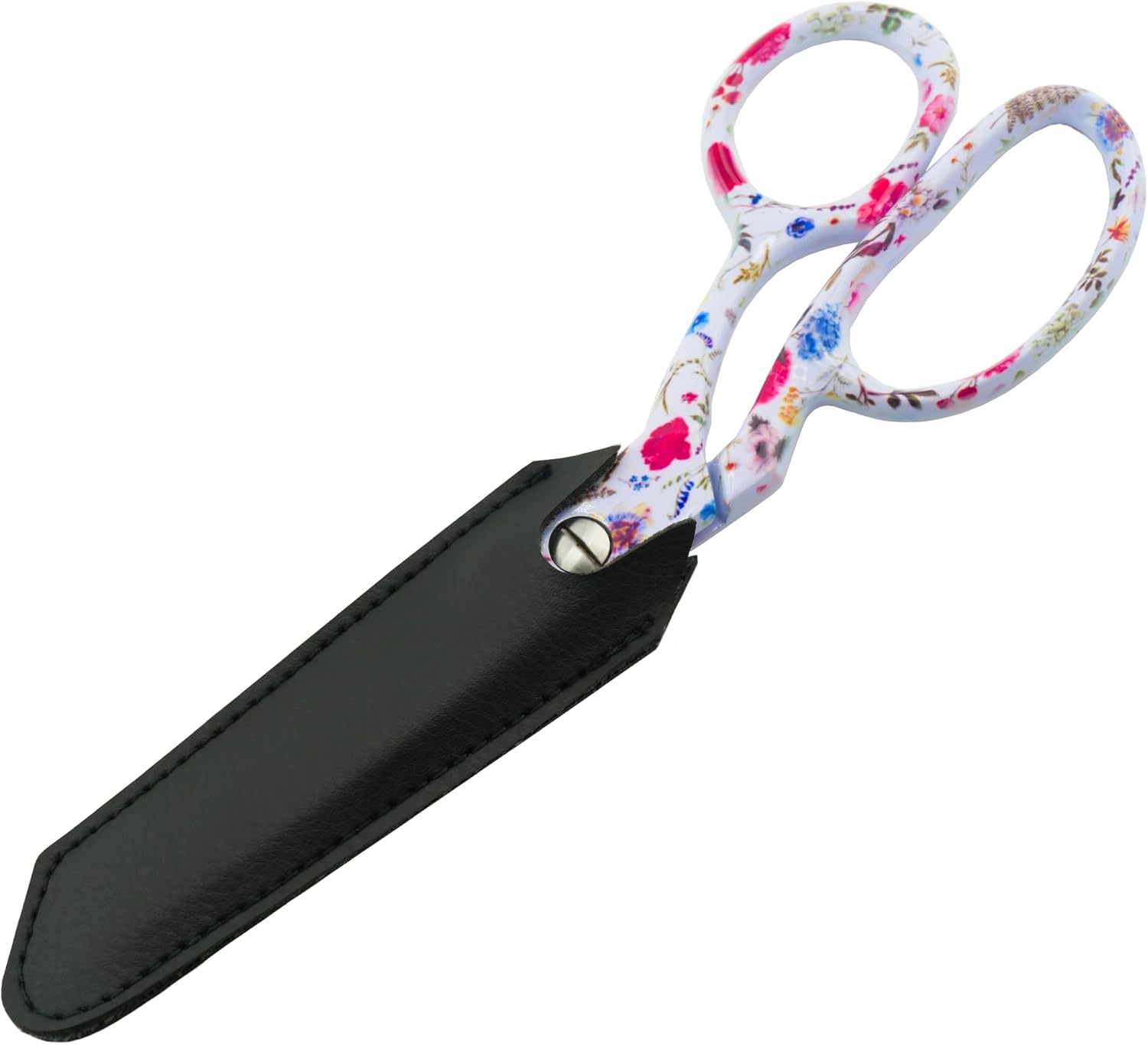 Professional Fabric Scissors - 8 Inch Heavy Duty Sharp Shears - High Carbon Stainless Steel with Pouch for Cutting Fabrics, Leather, Sewing, Tailoring, Dressmaking & Seamstress (Floral)