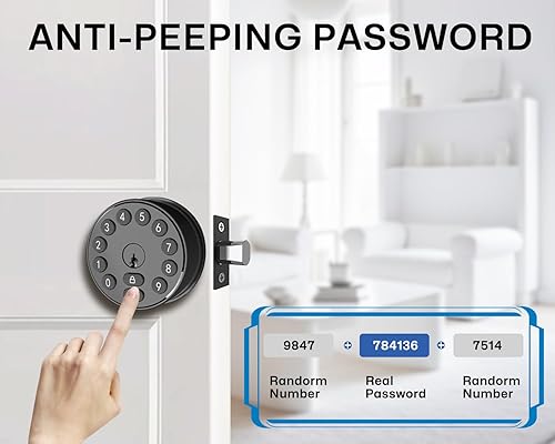 Miniatura 6 de Pomo de puerta de entrada sin llave, cerradura de puerta electrónica, cerradura de puerta con teclado con asa, perilla de puerta de código digital,