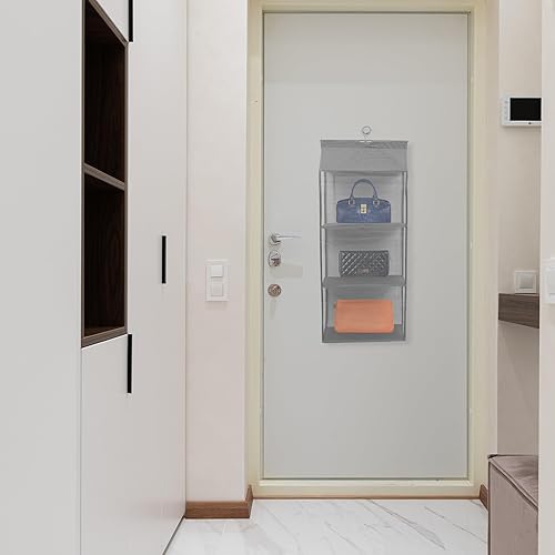 Miniatura 2 de COHEALI Gray Hanging Storage Holder with Compartments Dustproof Collecting Bag Organizer for Wardrobe Bedroom Living Mesh Material Transparent