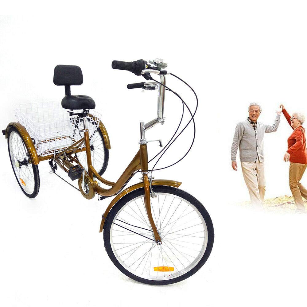 Tricycle Adulte Beaudreaul 24 Pouces - Vélo Pliable Avec Panier - 7 Vitesses - Pour Ville Ou Balade