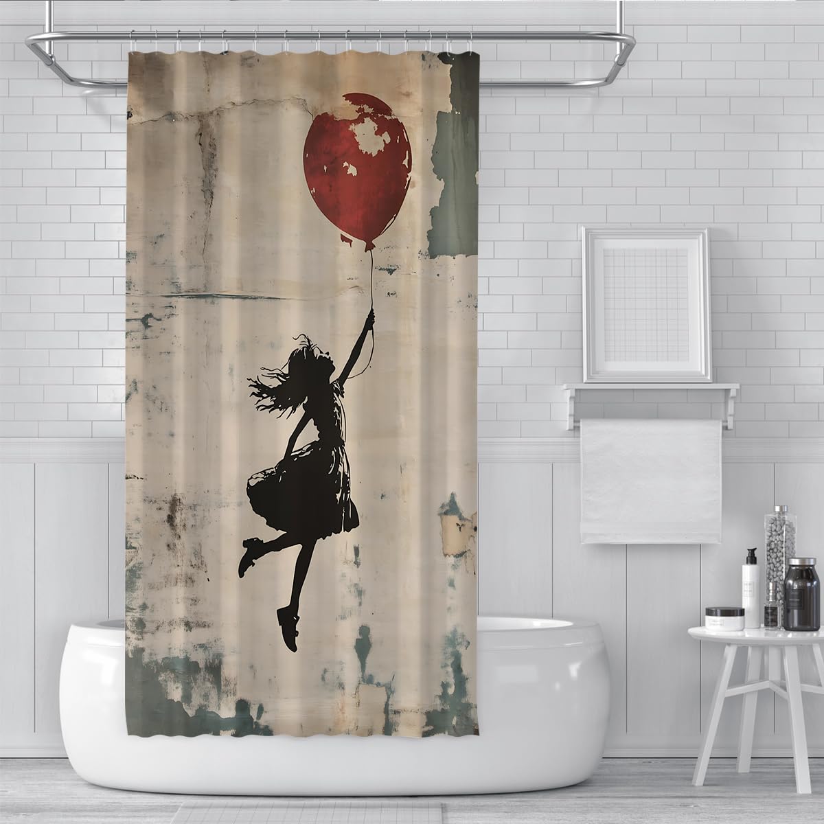 Cortina Ducha niña con Globo Deco baño W150xL200 cm