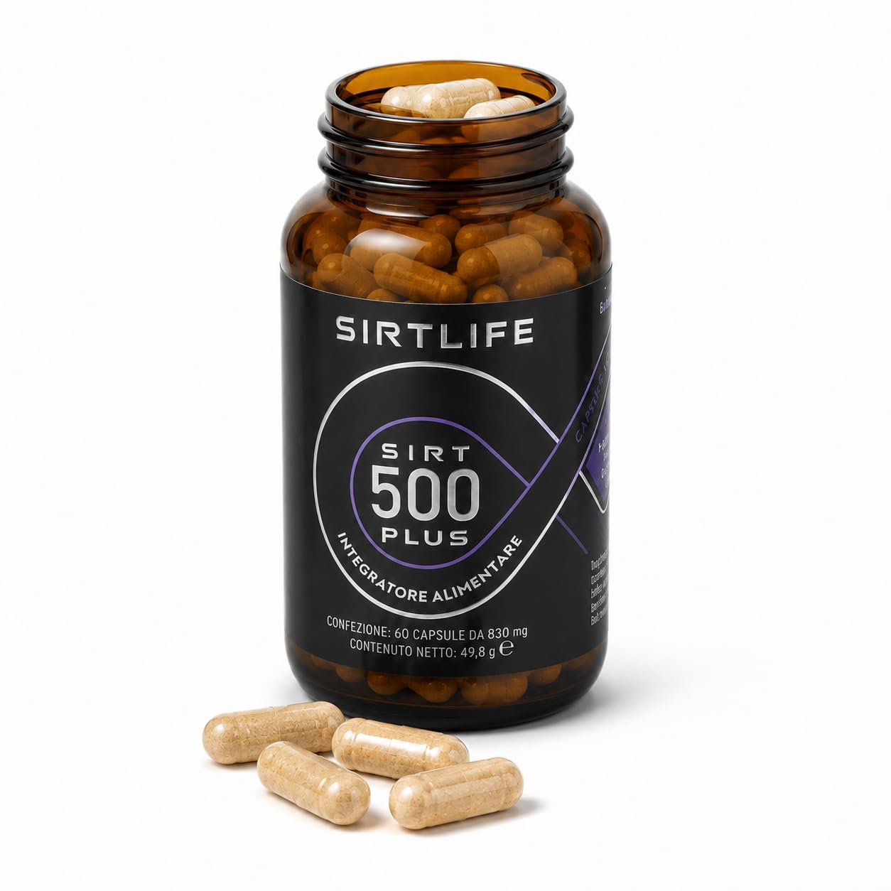 SIRT500 Plus, integratore alimentare naturale attivatore di Sirtuine, migliora il metabolismo e rallenta l’invecchiamento. 60 capsule