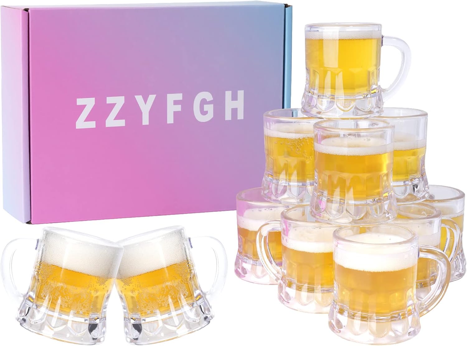 ZZYFGH Mini Plastic Beer Mugs, 2 Oz Mini Beer Glasses Shot