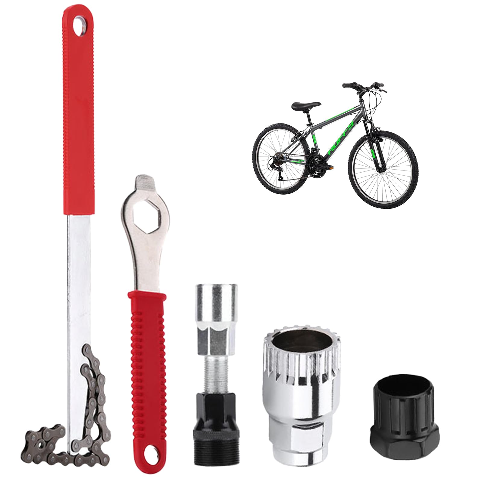 5Pcs Bike Chain Removal Tool Kit -Bicycle Crank Extractor Set with Bike Crankset Wrench, Bicycle Flywheel Chain Sprocket Remover,Bracket & Cassette Lockring Removal Tool - Bike Repair & Maintenance