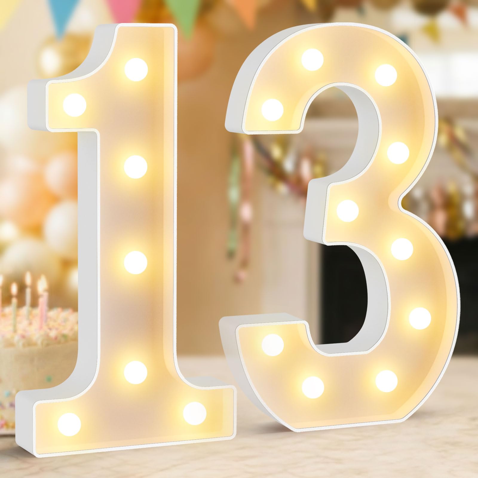 Photo 1 of 13th Birthday Decorations,12.6 Inch Marquee Numbers for 13th Wedding Anniversary Decorations,Light Up Numbers 13 Sign for Party Backdrop Wall,Table Decoration,Upgraded Large Size Number 13