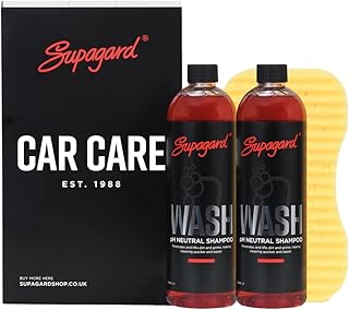Premium pH Neutral Car Wash Shampoo Pack (2 x 500ml) – Highly Concentrated, Bio-Degradable Formula for Streak-Free, Glossy Finish – Includes Ridgeback Sponge