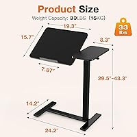Vista 2 de Sweetcrispy Escritorio Pequeño de Pie Mesa Rodante con Altura Ajustable, Soporte Móvil para Laptop con Ruedas, Estación de Trabajo Portátil de Negro