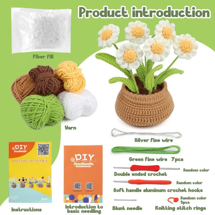 Miniatura 2 de kgxulr Kit de Ganchillo para Principiantes, Kit de Ganchillo Little Daisy Kit de Inicio de Ganchillo para Principiantes Completos Adultos, Kit de