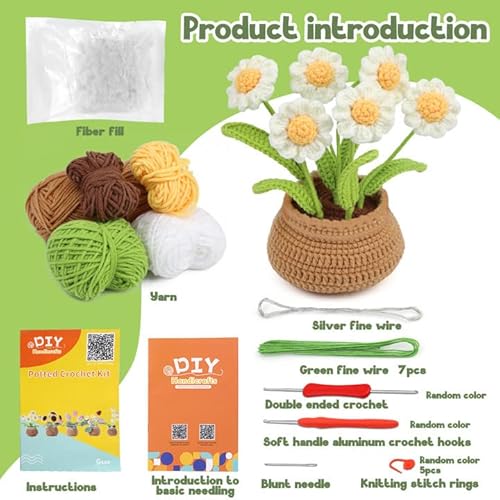 Kgxulr Crochet Kit For Beginners, Little Daisy Crochet Kit Beginner Crochet Starter Kit For Complete Beginners Adults, Crocheting Knitting Kit With Step-By-Step Video Tutorials (Little Daisy) #TOP1