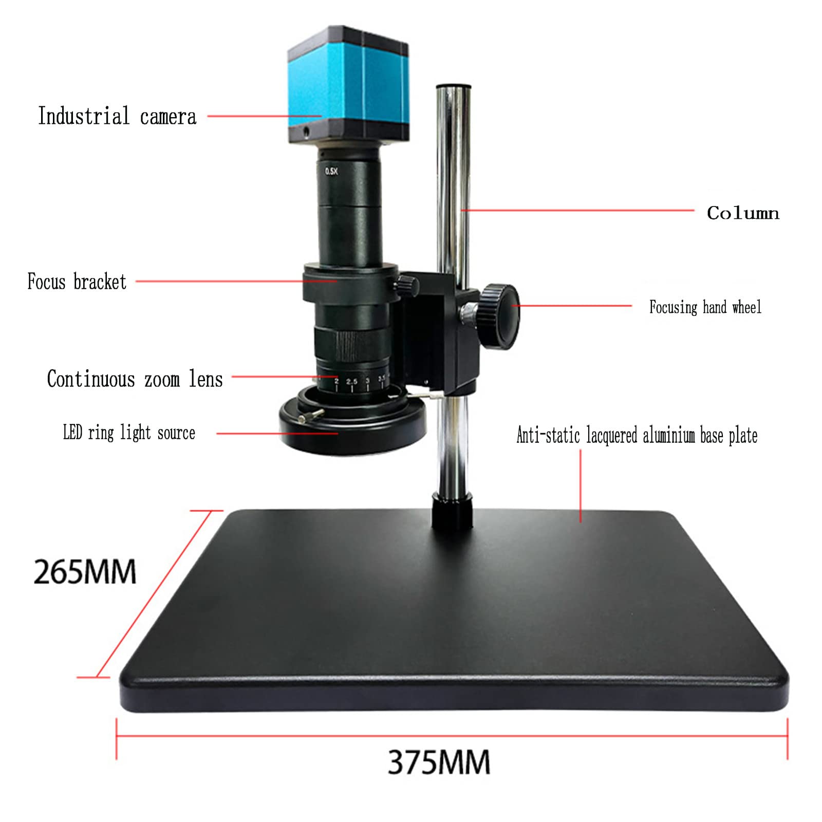 QBREZA Ultra HD 48 Millones Video Microscopio Reparación móvil Hdmi + USB Microscopio de medición Industrial de Salida Dual