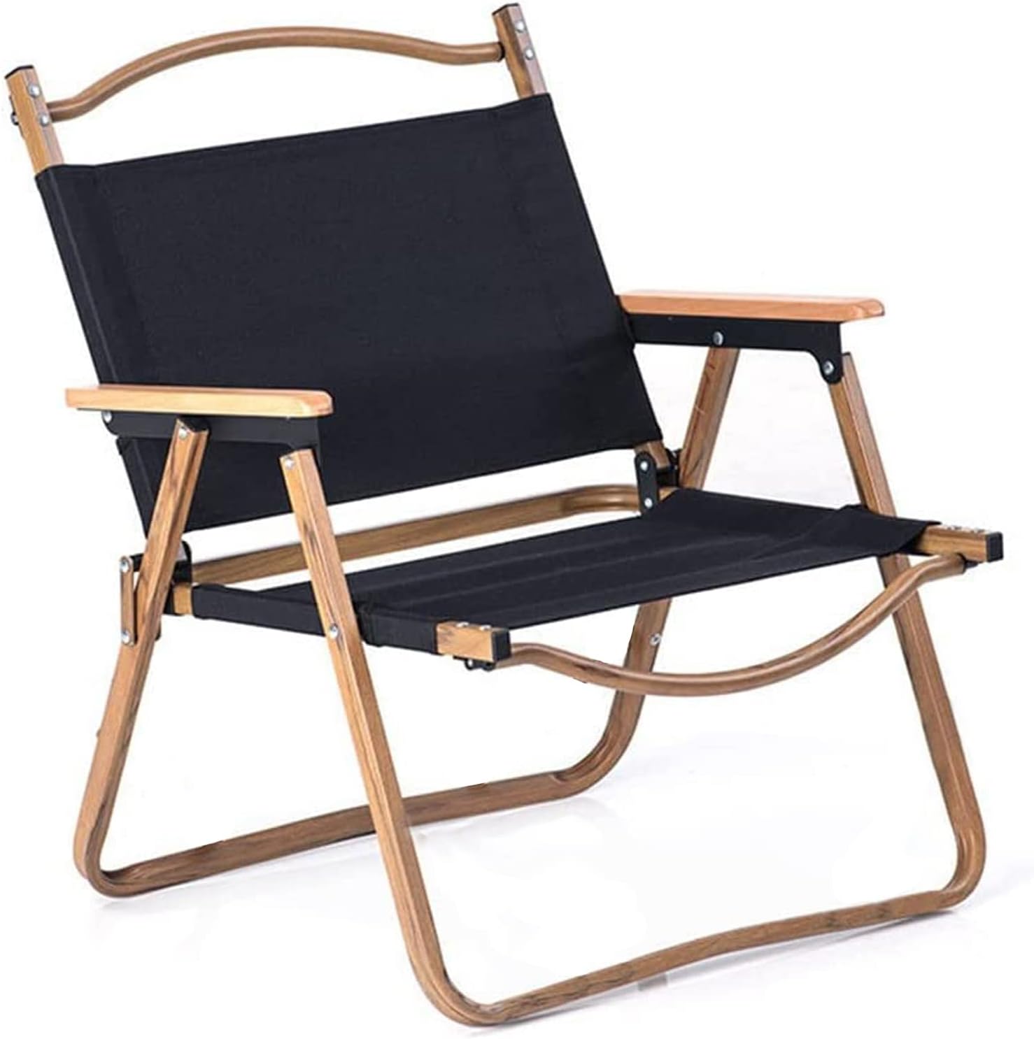 GGEROU Folding Camping Chair - 420 LBS Heavy Duty Fishing, Compact Beach, Wood Armrest Metal Frame Travel, Lightweight Backpacking - Easy to Fold and Carry (Medium, Black)