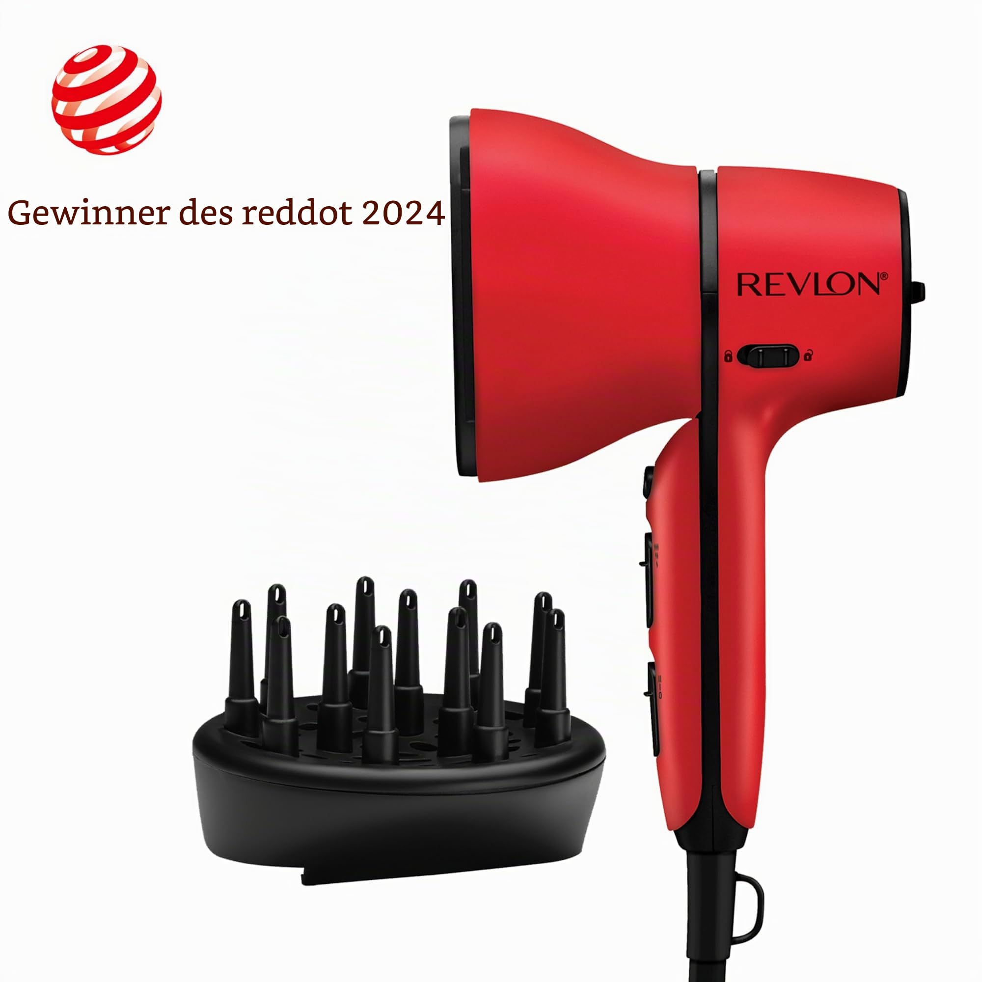 Revlon Haartrockner mit Luftstromregelung || kompakter Trockner mit eingebauter Frisierdüse und Lockenverstärkungs-Diffusor, 2000W || RVDR5320