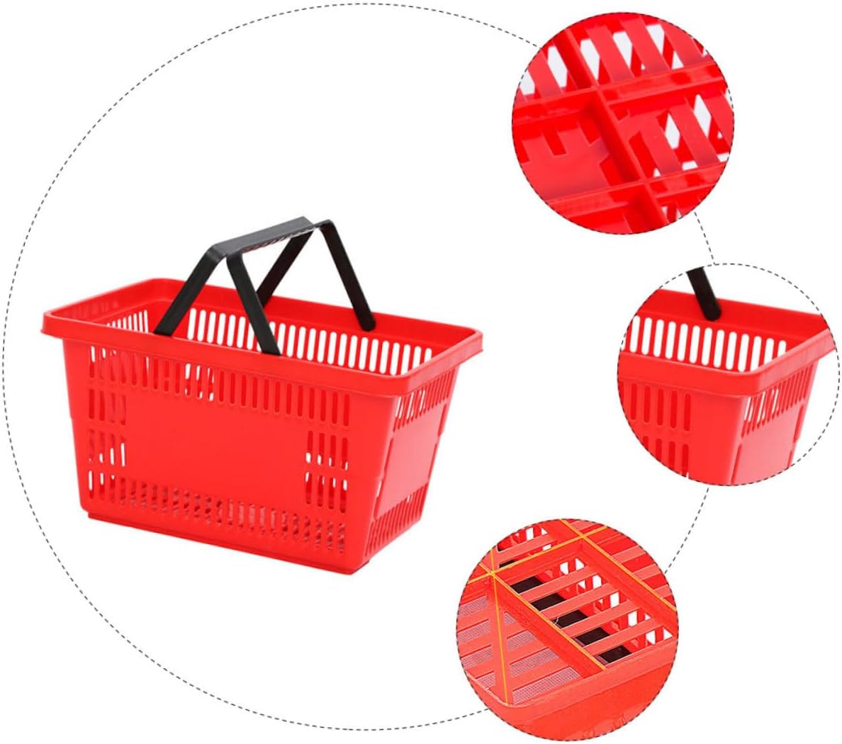 1Pc Capacity Portable Plastic Shopping Basket with Handle and Grocery Storage for Home Picnics and Daily Use Classic Bright
