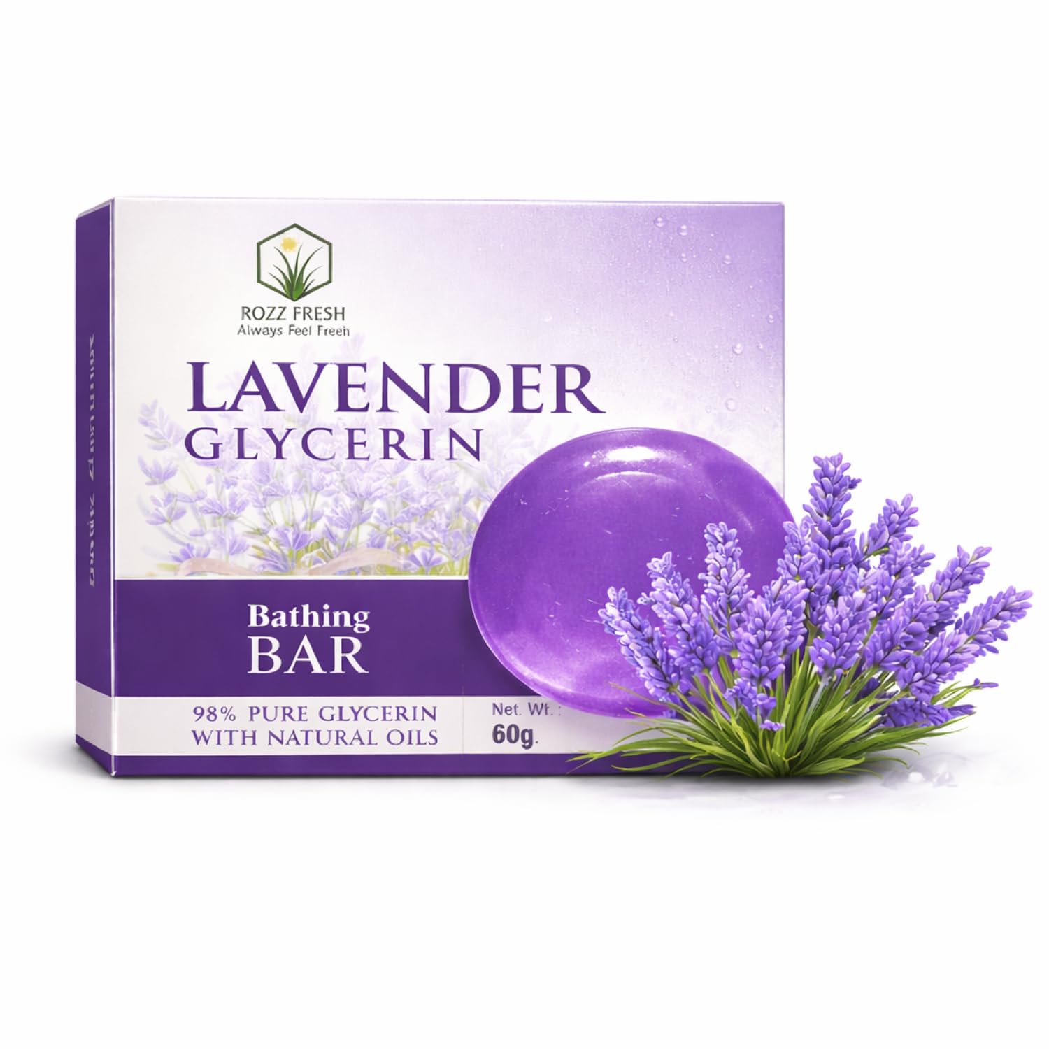 Lavender Glycerin Bathing Soap Bar 60g – Moisturizing Soap with Natural Oils, Hydrating Gentle Cleanser for Soft & Smooth Skin, Mild Daily Use Bath Soap for Men & Women Pack of 6-picture-13