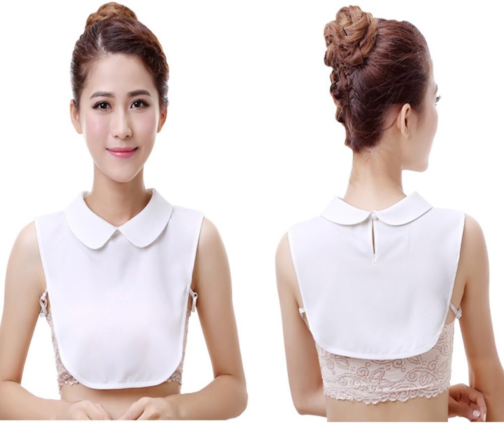 Lady Half-Shirt Blouse Detachable Lace chiffon Fake Collars Dicky Collar Faux Collar (06WHITE) - Image 2