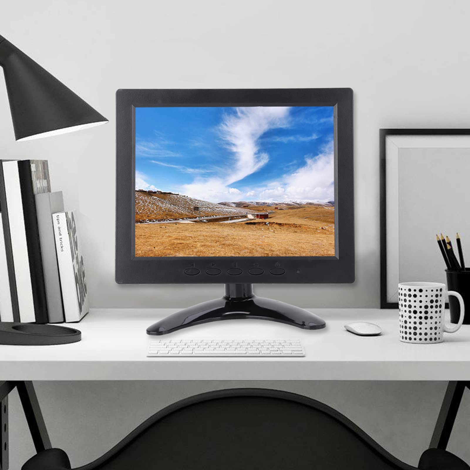 Changor 8 Pulgadas Monitor IPS LCD HD, Mini Pantalla 1024X 768 Altavoces Pntegrados con Entrada HDMI VGA BNC AV para PC Gaming