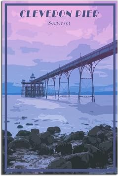SDFSD Clevedon Pier Somerset Vintage Travel Poster Skyline Decorative Posters Modern Bedroom Office Family Canvas Art Poster Picture Painting Posters Wall Decor Art Gift 12x18inchs30x45cm
