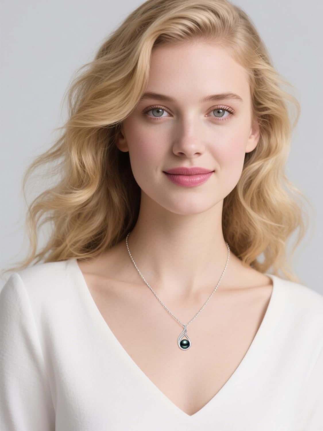 Pearl Pendant Necklace for Women 925 Sterling Silver Black Pearl Jewelry Anniversary Christmas Birthday Gifts for Mom Wife Daughter Her - Image 4