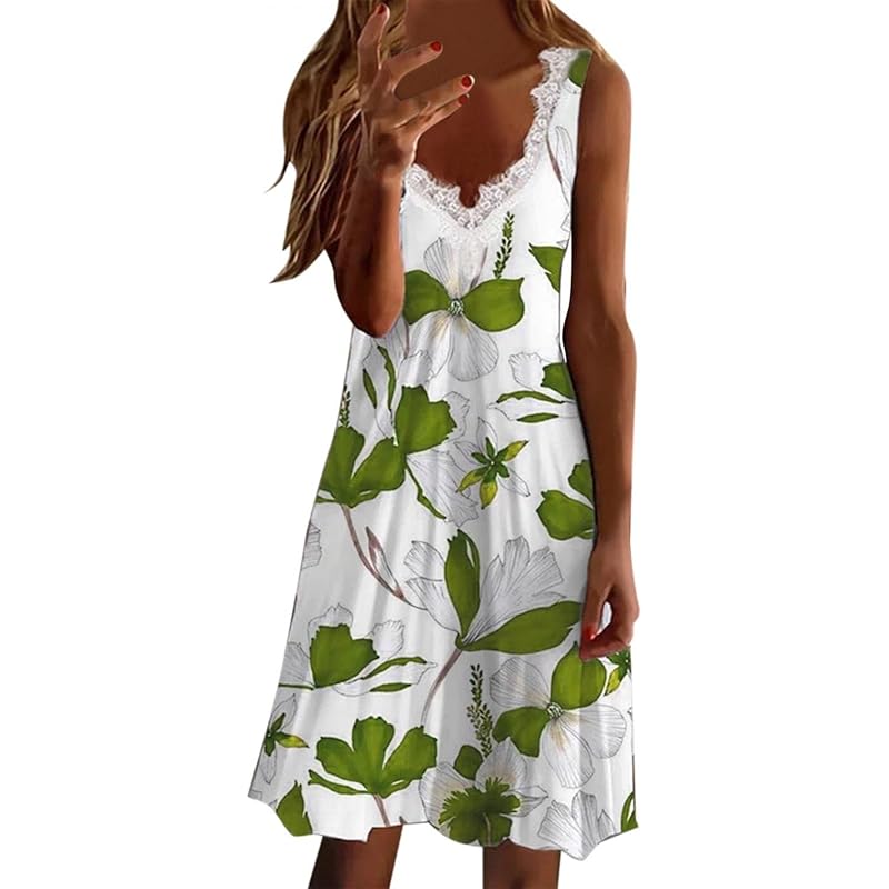 レディース 深緑 ふかみどり ラアイレエ スカート レディース ワンピース 夏 きれいめ タンクドレス 無袖 セクシー レースワンピース 上品 可愛い カジュアル 花柄 ドレス レディース スカート ワンピースドレス ミニワンピース 通勤 パーティー 体型カバー 着痩せ